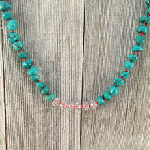 Load image into Gallery viewer, Hand Knotted Natural Turquoise Necklace with Swarovski Crystals
