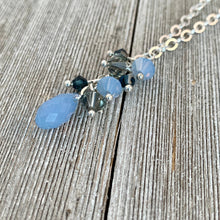 Load image into Gallery viewer, Swarovski Crystal Cluster Necklace / Air Blue Opal / Black Diamond / Montana Blue
