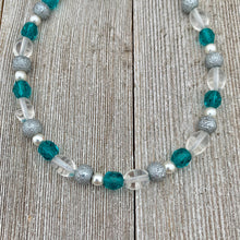 Load image into Gallery viewer, DIY Bracelet Kit with Instructions, Teal Glass, Grey Textured Glass Beads, DIY Craft Kit, For Adults
