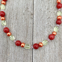 Load image into Gallery viewer, DIY Bracelet Kit with Instructions, Ruby Jade, Orange Glass Pearls, DIY Craft Kit, For Adults
