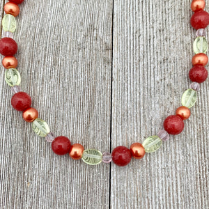 DIY Bracelet Kit with Instructions, Ruby Jade, Orange Glass Pearls, DIY Craft Kit, For Adults