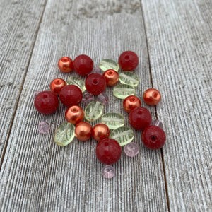 DIY Bracelet Kit with Instructions, Ruby Jade, Orange Glass Pearls, DIY Craft Kit, For Adults