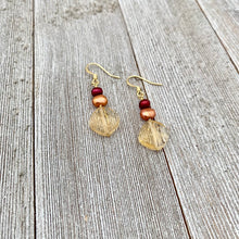 Load image into Gallery viewer, Citrine, Orange Freshwater Pearls, and Red Freshwater Pearl Earrings
