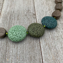 Load image into Gallery viewer, Lava and Wood Diffuser Bracelet / Teal / Forest Green / Sea Green
