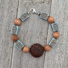 Load image into Gallery viewer, Brown Lava Bead, Czech Glass, and Wood Bead Diffuser Bracelet
