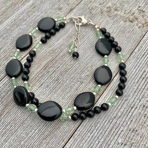 Black & Green Double Strand Bracelet