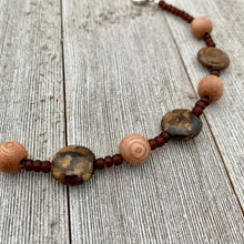 Load image into Gallery viewer, Bronzite, Wood, and Glass Seed Bead Bracelet

