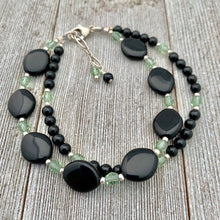Load image into Gallery viewer, Black &amp; Green Double Strand Bracelet
