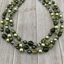 Load image into Gallery viewer, Shades of Green Multi-Strand Necklace

