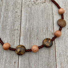 Load image into Gallery viewer, Bronzite, Wood, and Glass Seed Bead Bracelet
