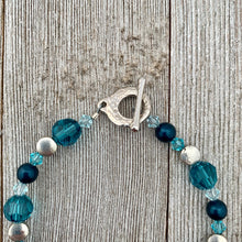 Load image into Gallery viewer, Teal Swarovski Crystal and Pearl Bracelet
