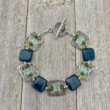 Load image into Gallery viewer, Apatite, Swarovski Crystal, and Sterling Silver Bracelet
