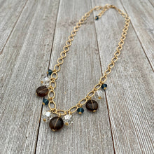 Load image into Gallery viewer, Smoky Quartz / Silver Shade / Montana / Swarovski Crystals / Matte Gold / Textured Chain / Necklace
