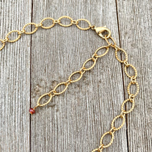 Load image into Gallery viewer, Red Quartz / Gold Foil Czech Glass / Matte Gold / Chain Necklace
