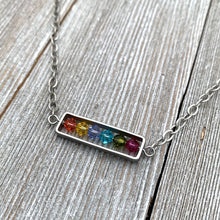 Load image into Gallery viewer, Spring Crystal Framed Necklace, Swarovski, Antique &amp; Matte Silver, Bright Colors, Summer, Easter, For Women, Gift
