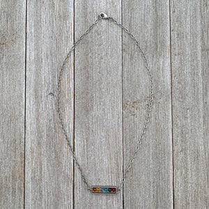 Spring Crystal Framed Necklace, Swarovski, Antique & Matte Silver, Bright Colors, Summer, Easter, For Women, Gift