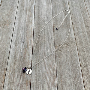 Cross Charm Necklace, Purple, Lavender, Dangles, Swarovski Crystals, Simple, Gift, Women, Teens