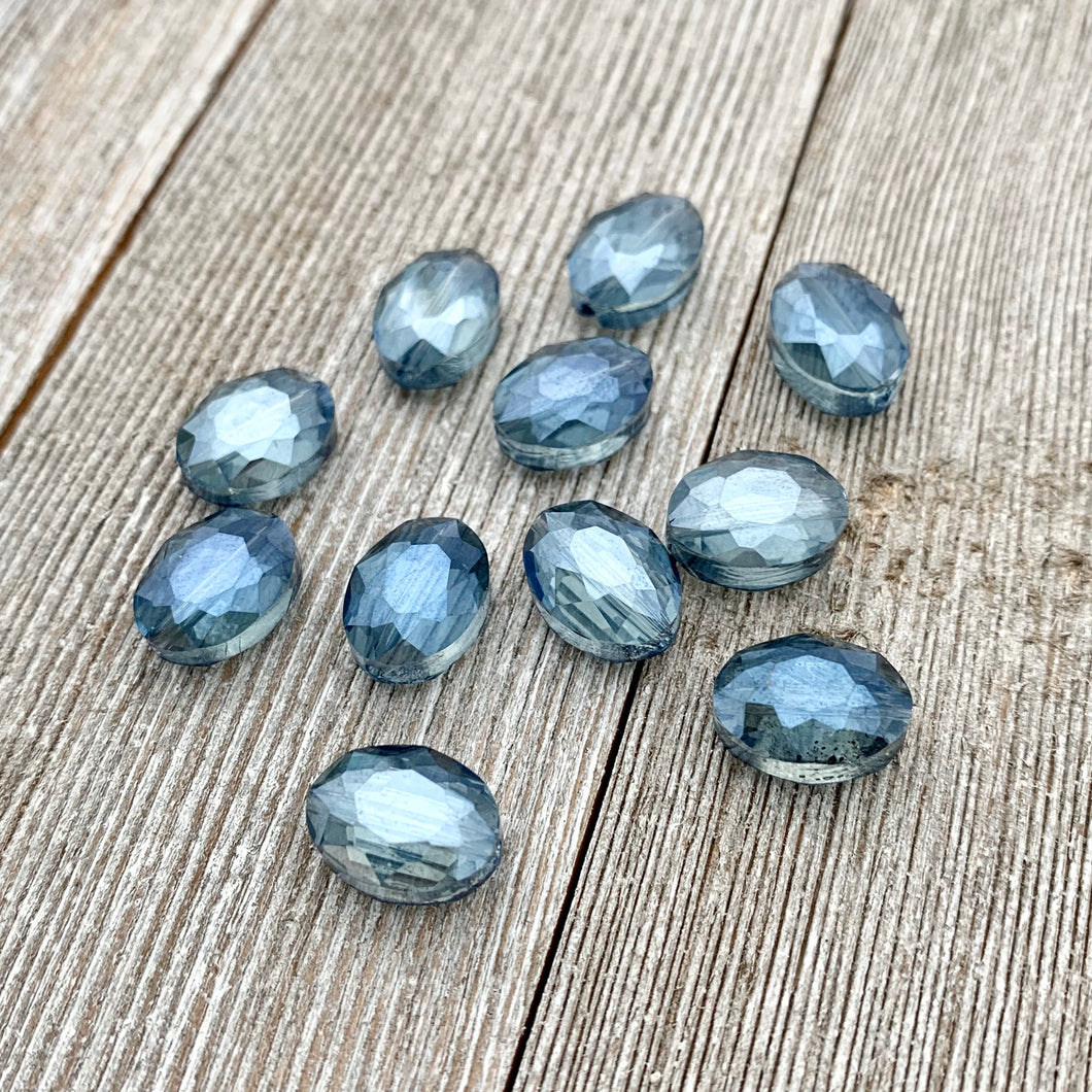 Denim Blue Crystal, 9x12mm Oval, Faceted, Chinese Crystal, For Stringing, Jewelry Making, Beading, Craft, DIY, Hobby