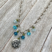 Load image into Gallery viewer, Garden Necklace, Swarovski Crystal Dangles, Indicolite, Light Turquoise, Light Azore, Adjustable
