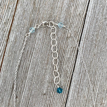 Load image into Gallery viewer, Sterling Silver Owl Necklace, Swarovski Crystals, Owl on a Branch, Teal Owl, Owl Lover, Owl Jewelry
