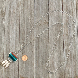 Apatite, Turquoise Crystals, Coral Crystals, Wire Wrapped Hoop, Biwa Pearls, Long Necklace, Boho Chic, Ocean, For Women, Mom, Friend, Teen
