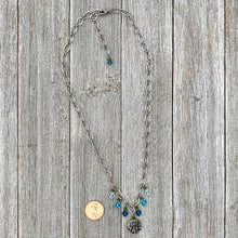 Load image into Gallery viewer, Garden Necklace, Swarovski Crystal Dangles, Indicolite, Light Turquoise, Light Azore, Adjustable
