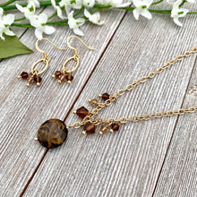 Load image into Gallery viewer, Bronzite and Crystal Necklace and Earring Set
