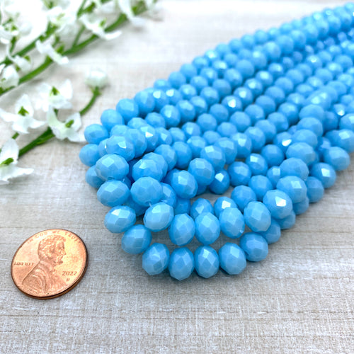 Sky Blue Pearl Luster 8x6mm Faceted Glass
