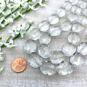 Clear 20x16mm Faceted Glass Oval