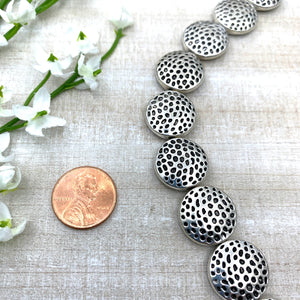 Antique Silver Large Hammered Coin Bead Strand