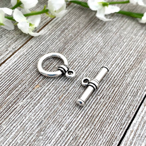 Bar & Ring Toggle Antiqued Silver