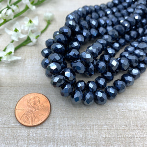 Midnight Pearl Luster 8x6mm Faceted Glass