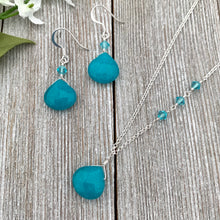 Load image into Gallery viewer, Teal Teardrop Necklace and Earring Set
